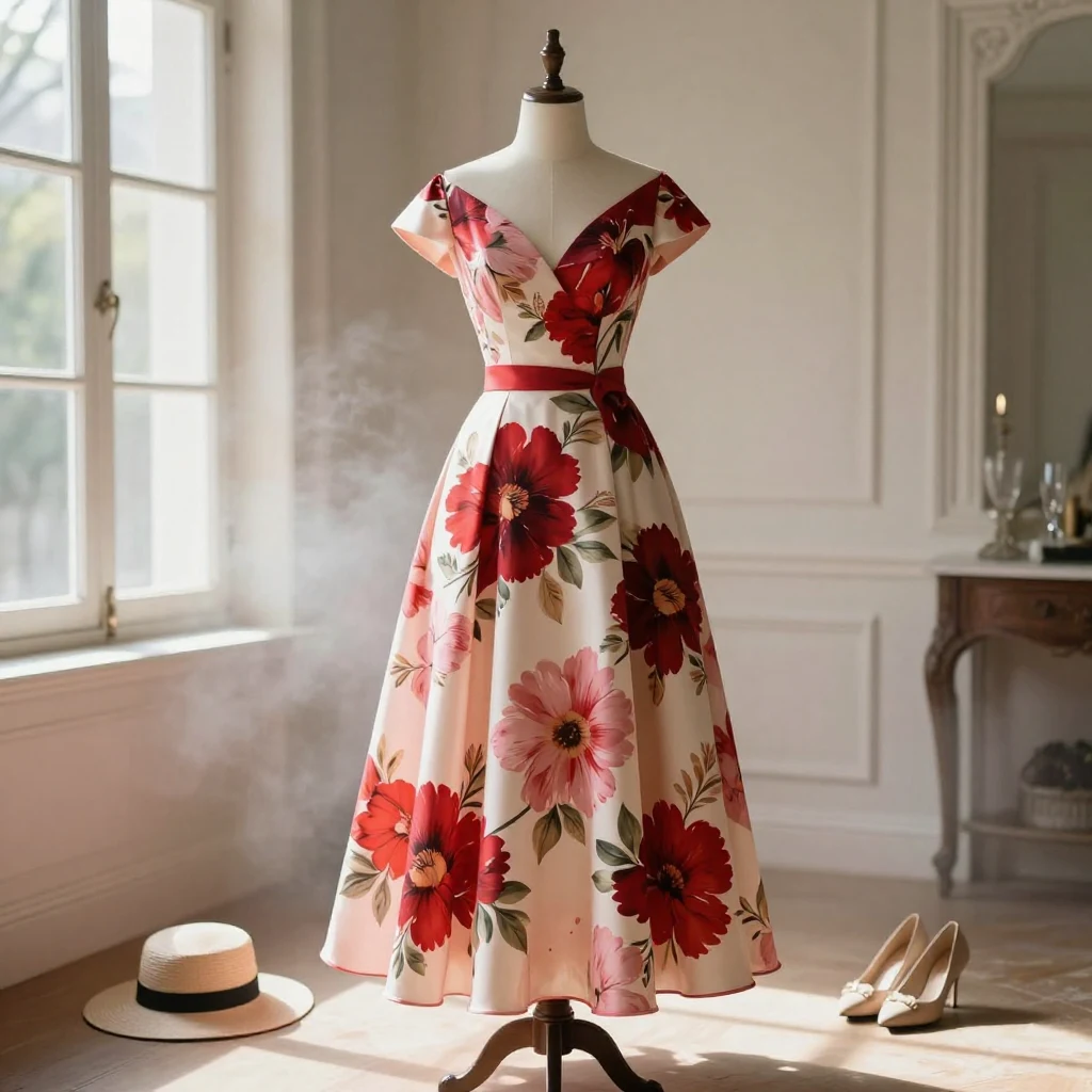 10. Printed Tea-Length Dress