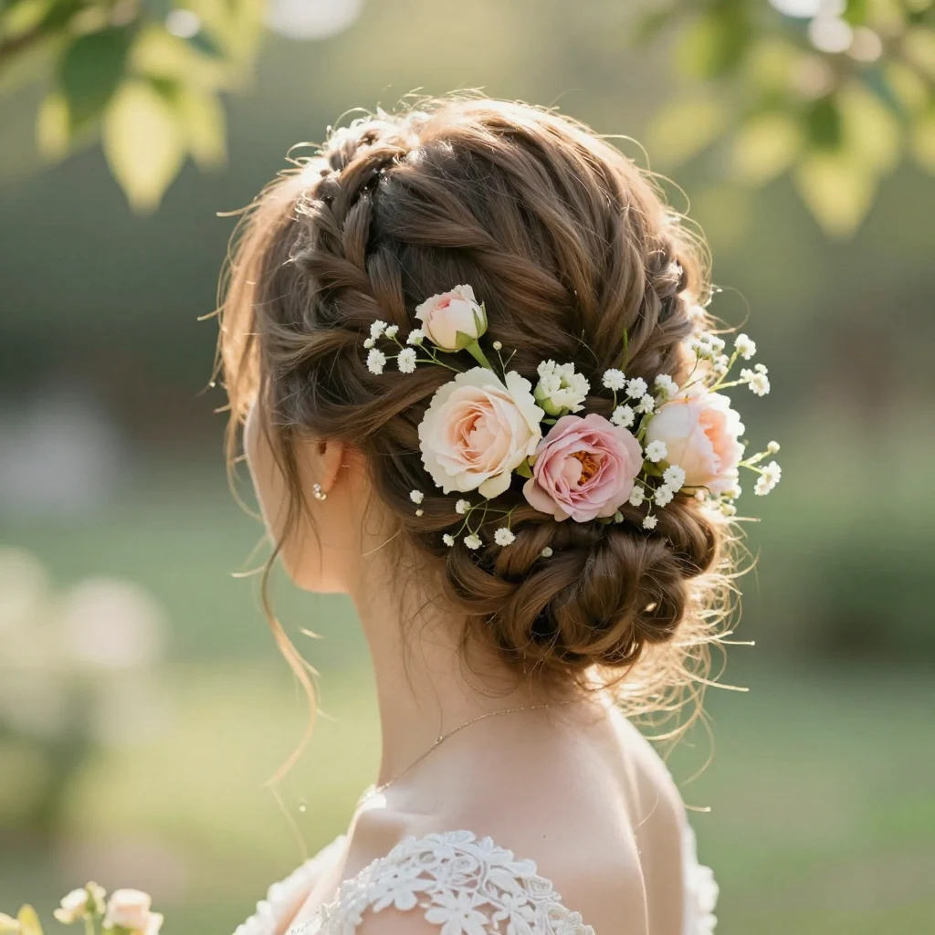 11. Floral Accented Updo