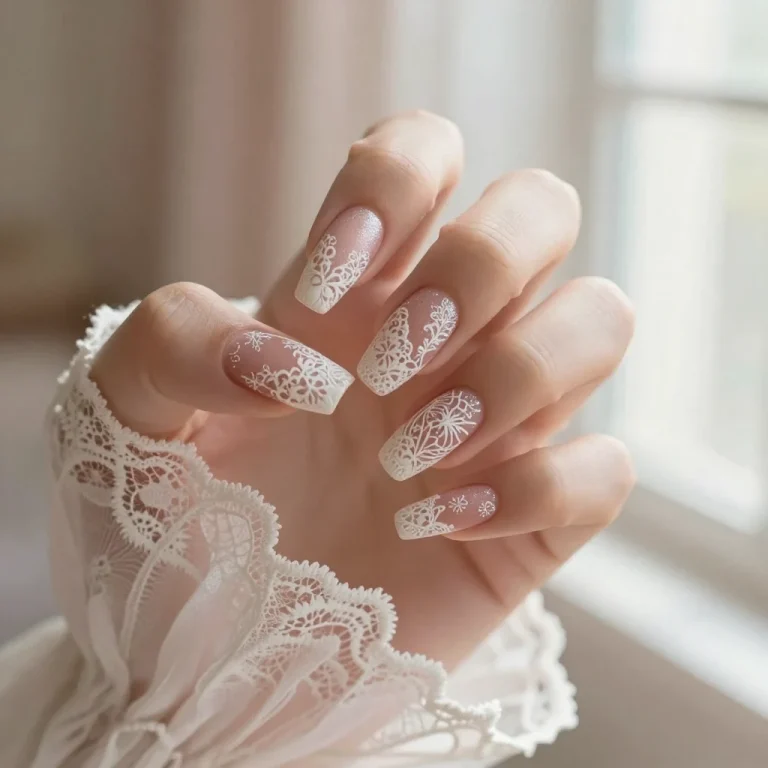 Simple elegant wedding nails for brides