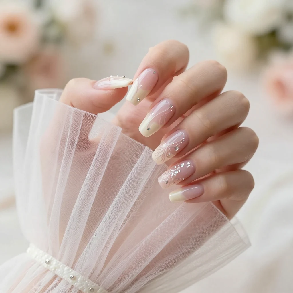 16. Tulle Inspired Nails