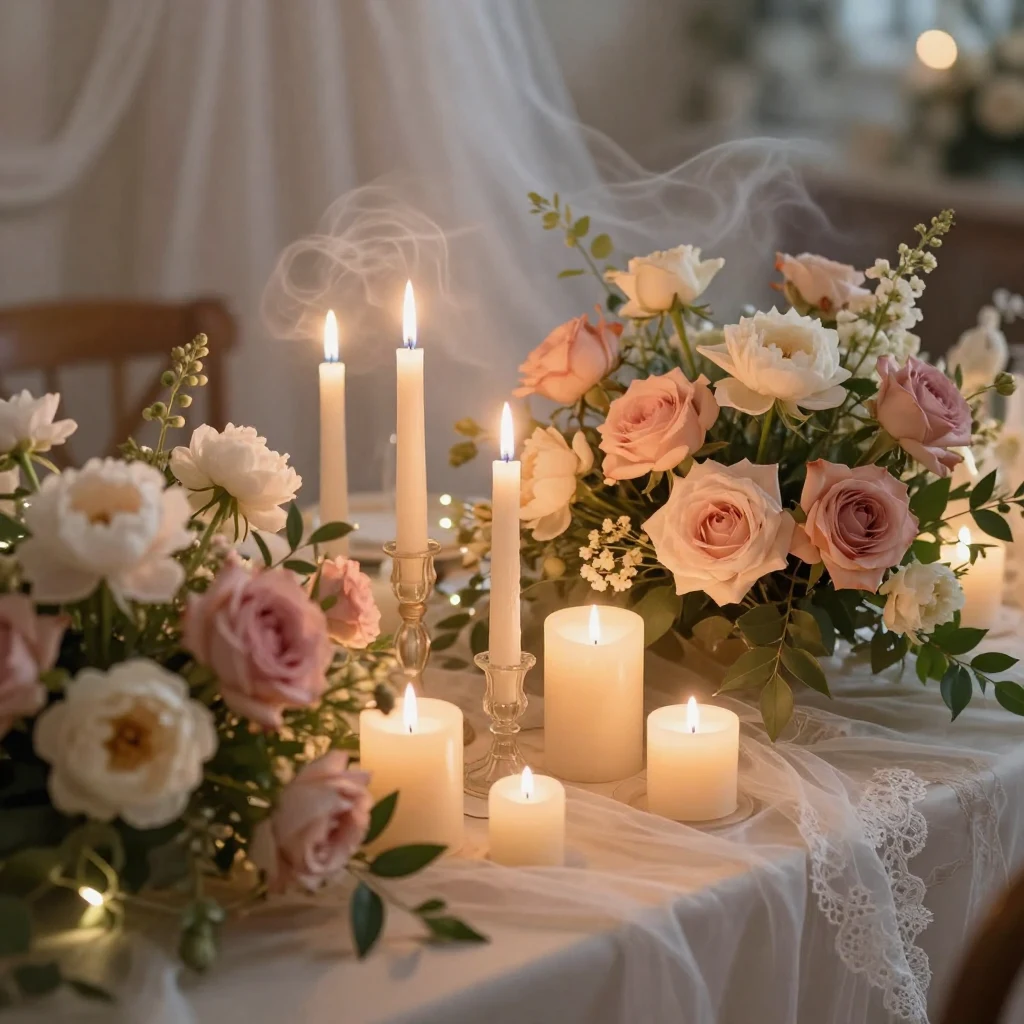18. Candlelit Floral Accents