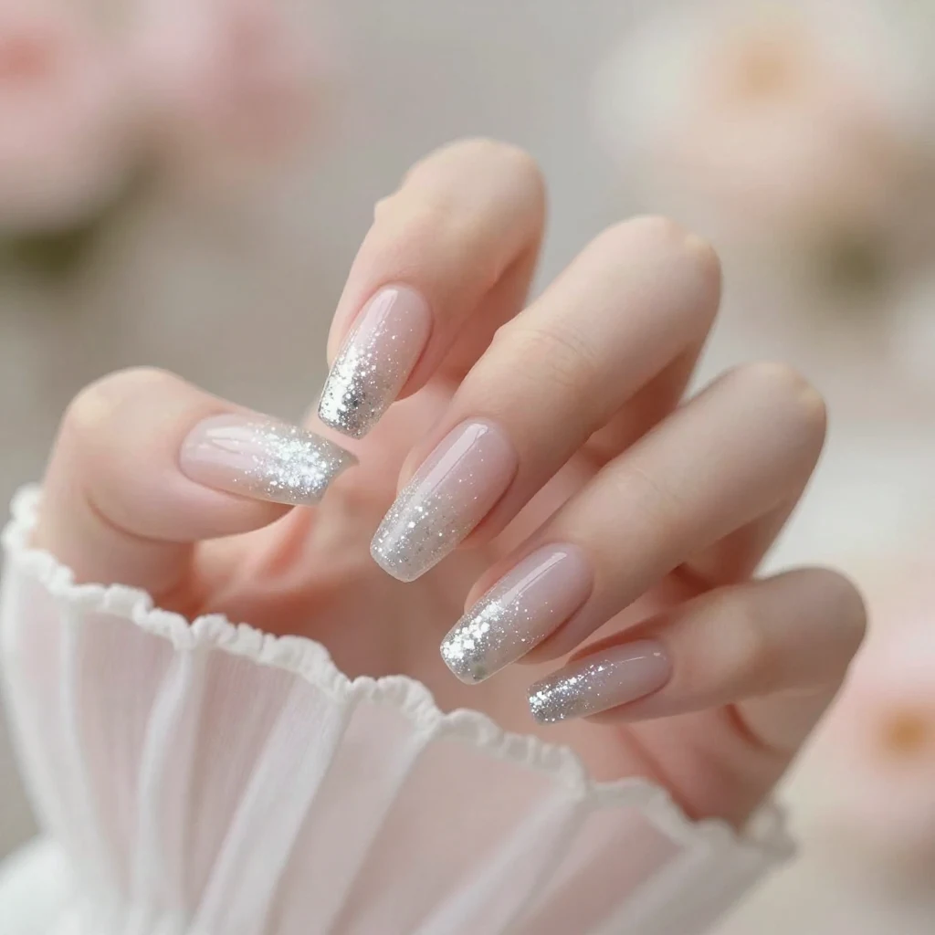 20. Waterfall Glitter Tips