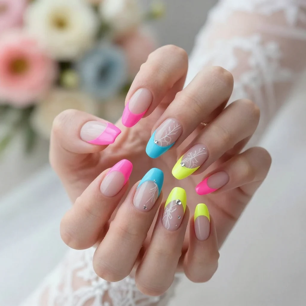 21. Bright Neon Tips