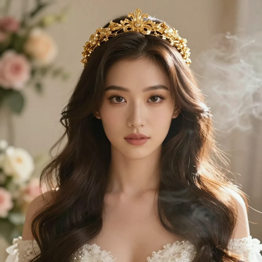 24. Gilded Headband with Loose Hair