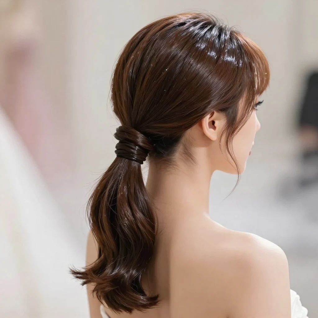 28. Sleek Ponytail with Hair Wrap