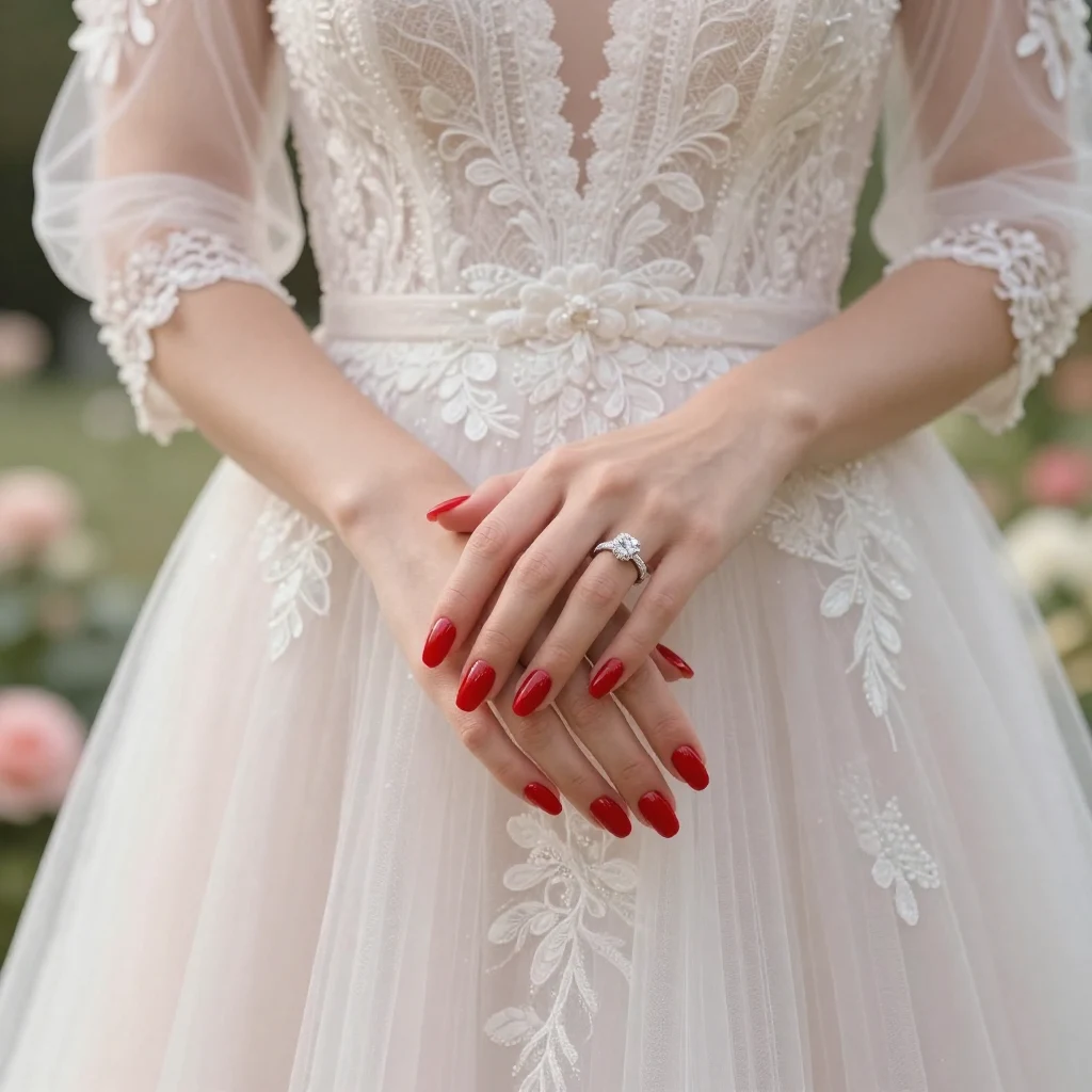 4. Classic Red Nails