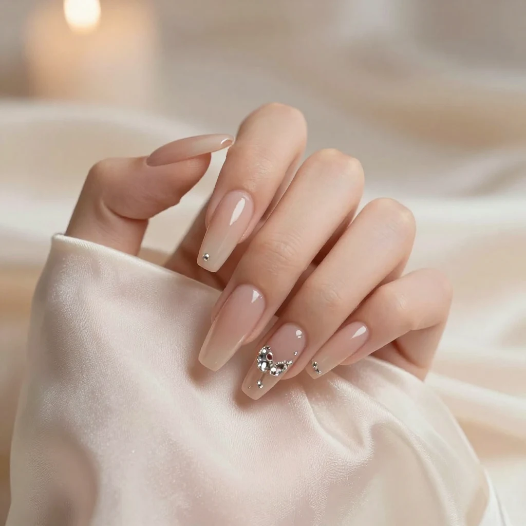 7. Classic Nude with Rhinestones
