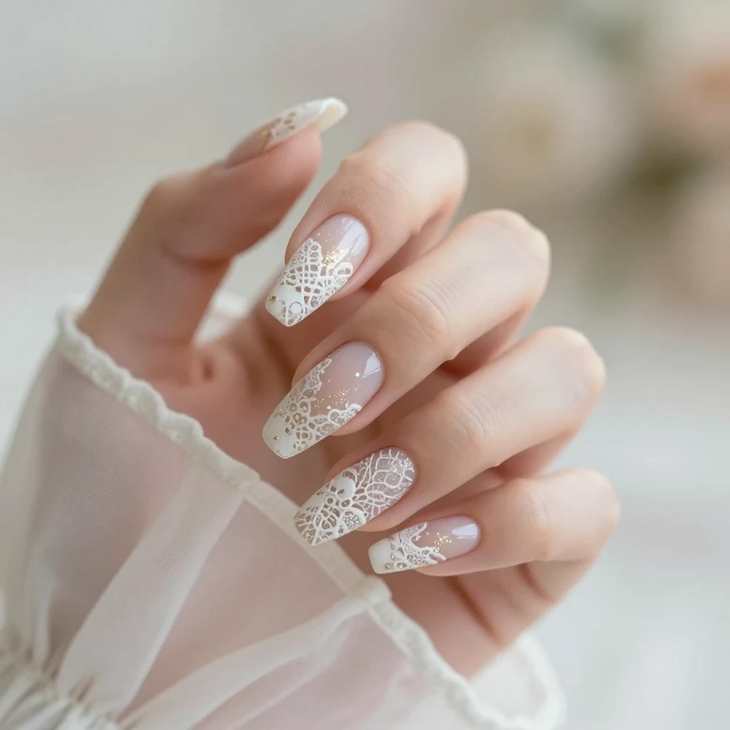 7. Vintage Lace Nail Art