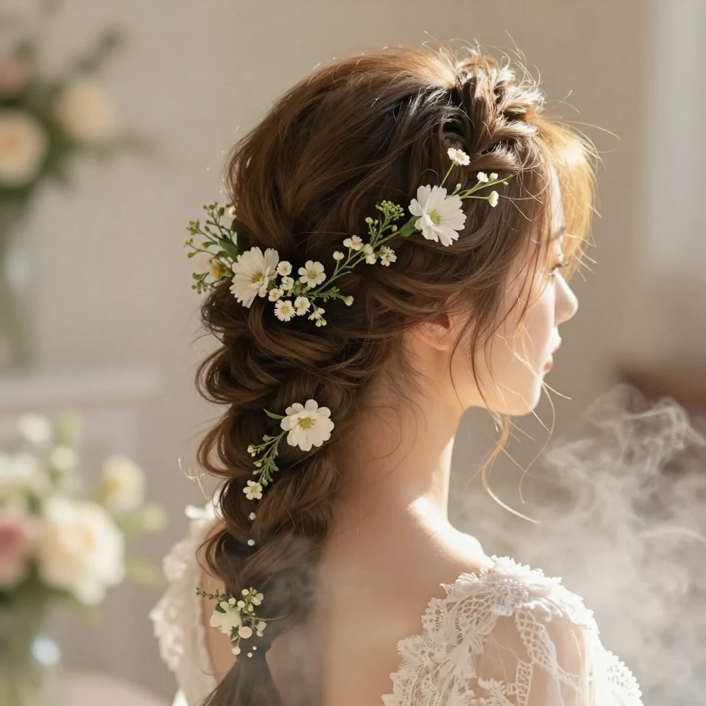 11. Floral-Embedded Updo