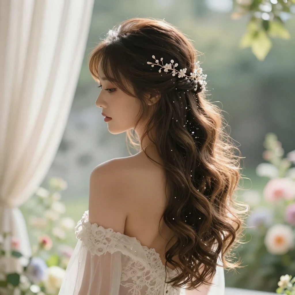 11. Half Up with Hair Pin Accents