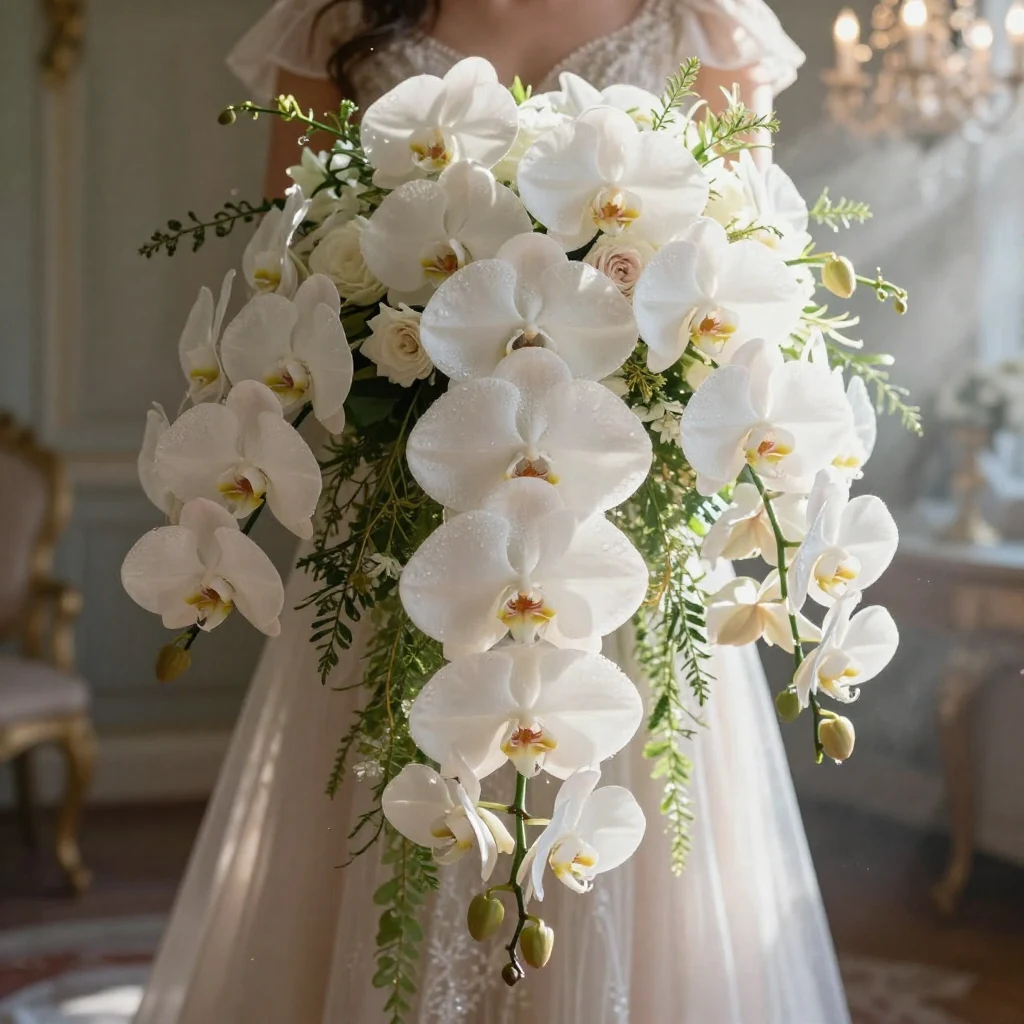 13. Cascading White Phalaenopsis Orchids