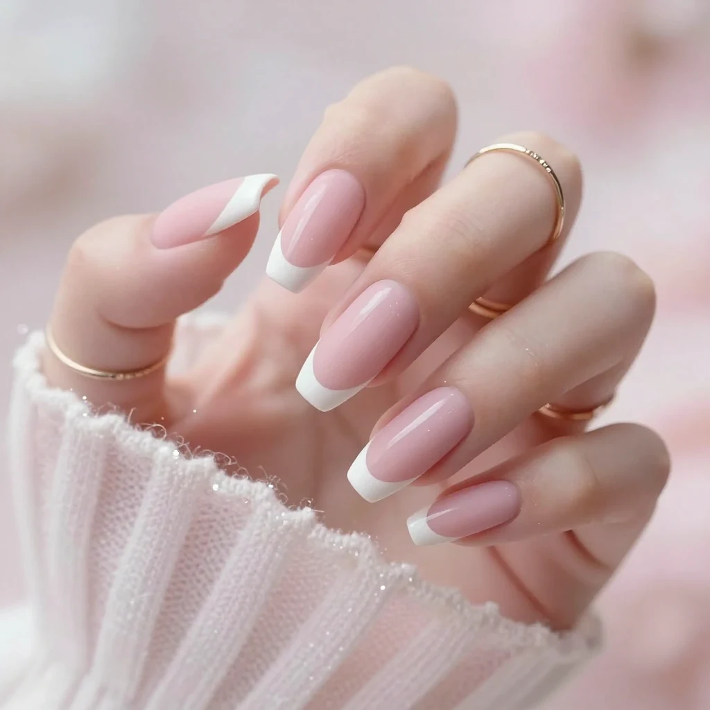Elegant wedding nail design with a luxurious bridal finish