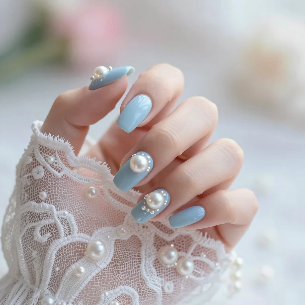 13. Soft Blue with Pearls