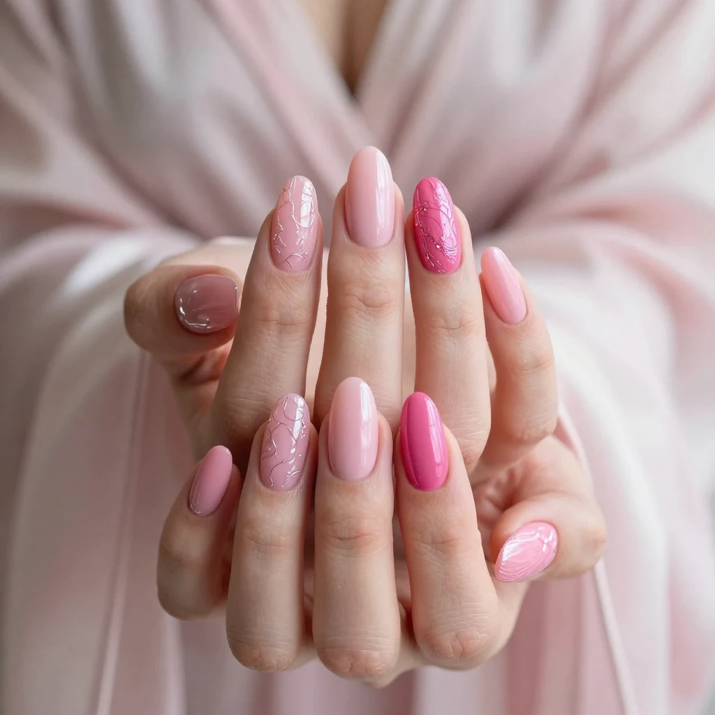 13. Textured Pink Manicure