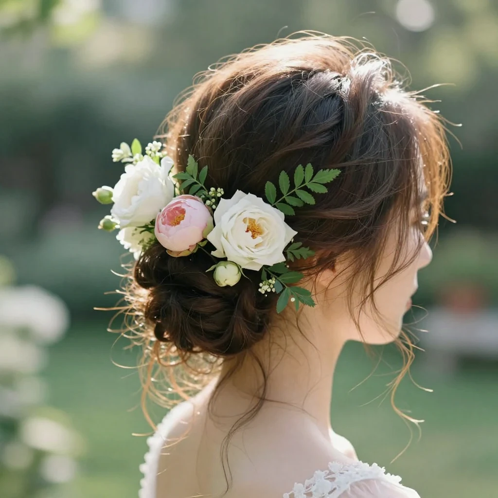 14. Floral Accented Updo