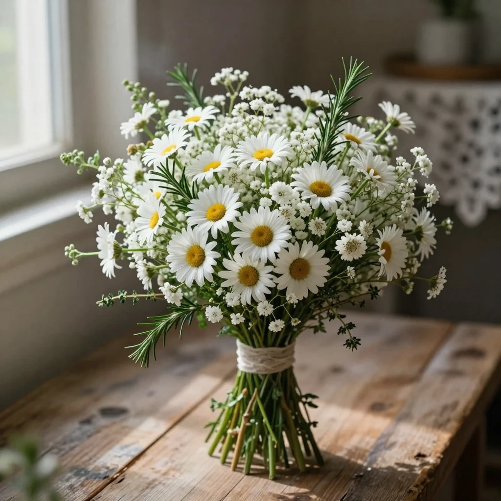 14. Rustic White Wildflower Bouquet