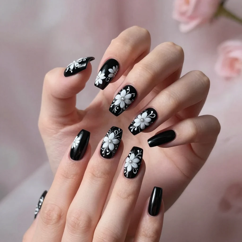 15. Chic Black Floral Elegance