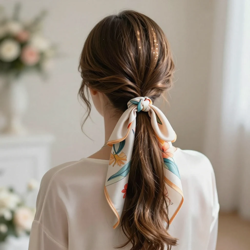 16. Ponytail with a Hair Scarf