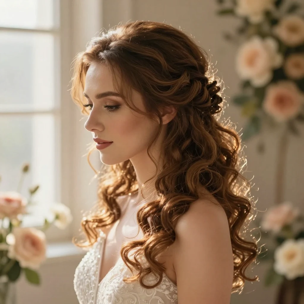 17. Cappuccino Curls Half Up