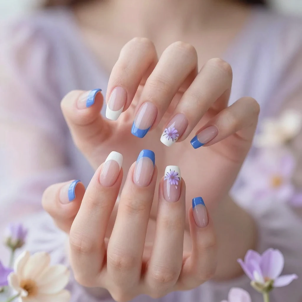 18. Classic Blue French Tips