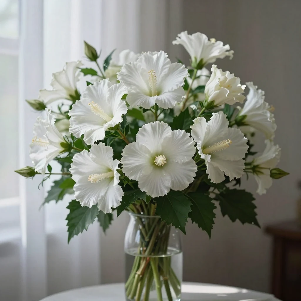 22. Dramatic White Hibiscus Arrangement