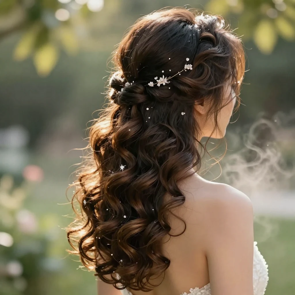 23. Cascading Curls with Hairpin Accents