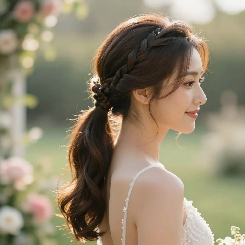 23. Chic Ponytail with Side Braid