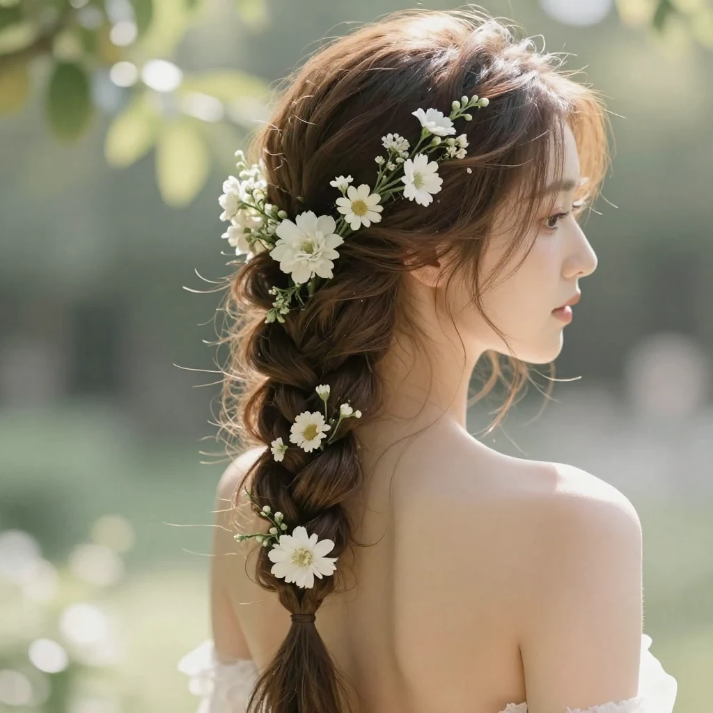 25. Loose Braid with Flowers