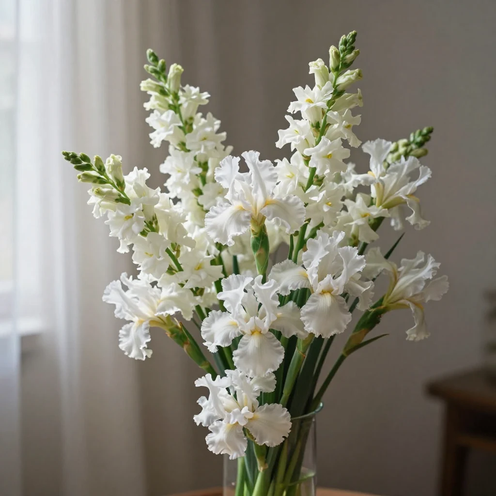 25. White Snapdragon and Iris Mix