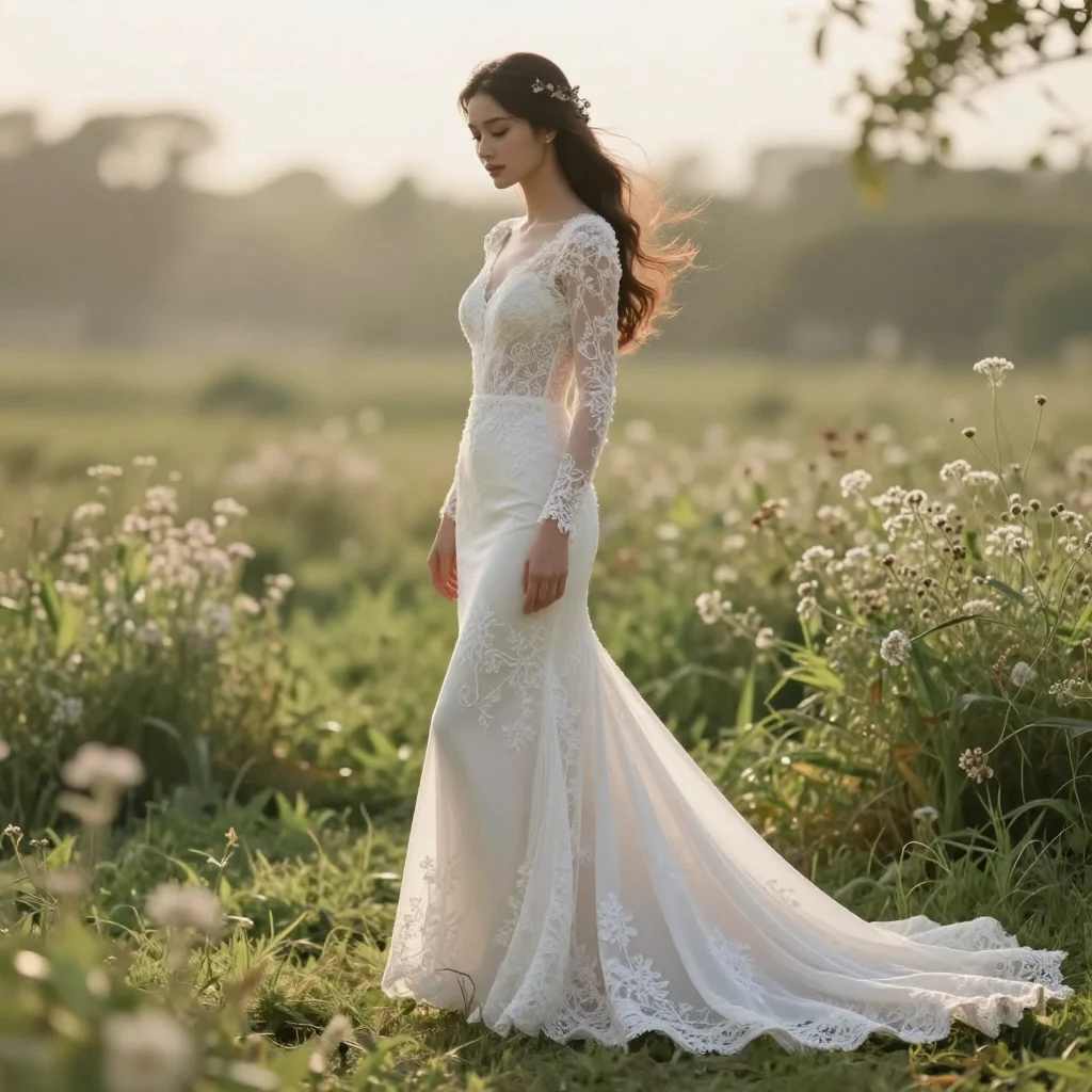 28. Long Sleeve Lace Gown