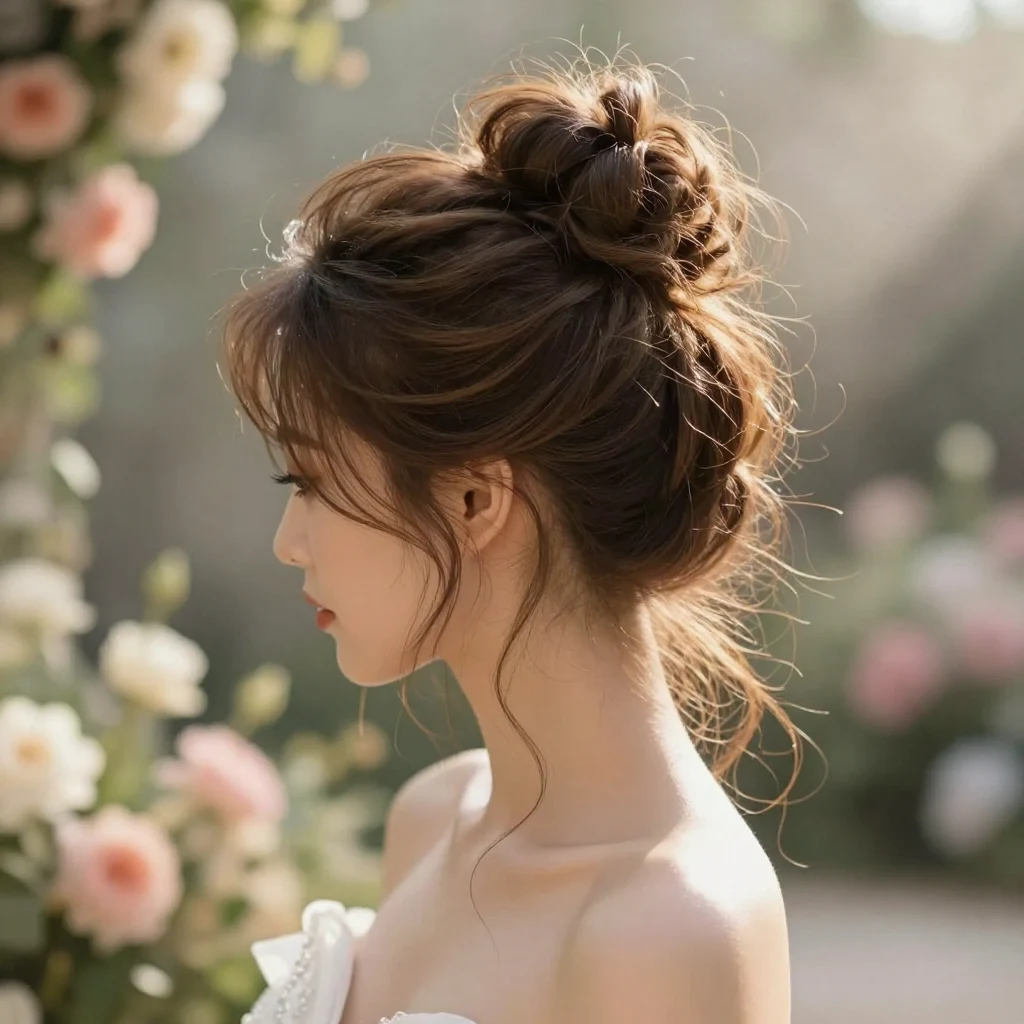 6. Textured High Bun