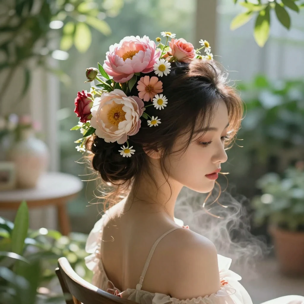 7. Floral Accented Bun