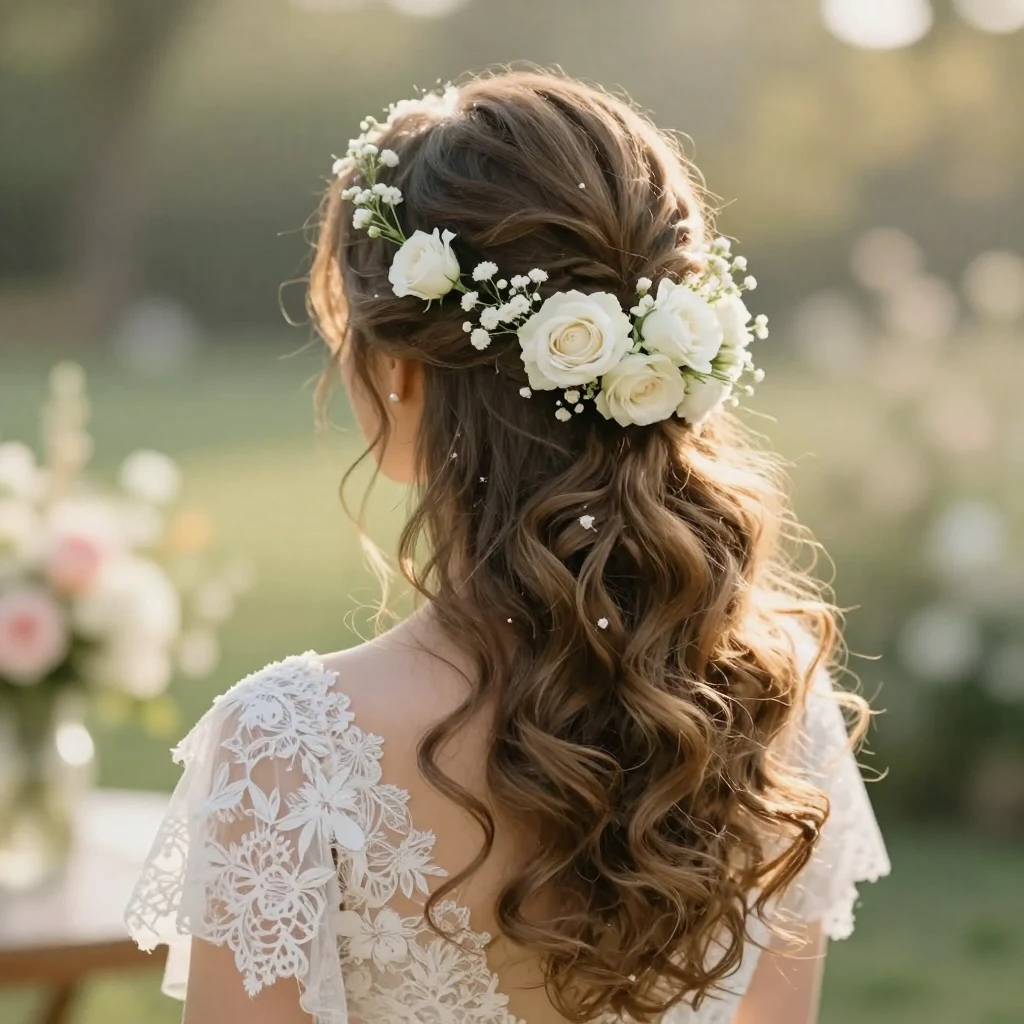 8. Floral Half Updo