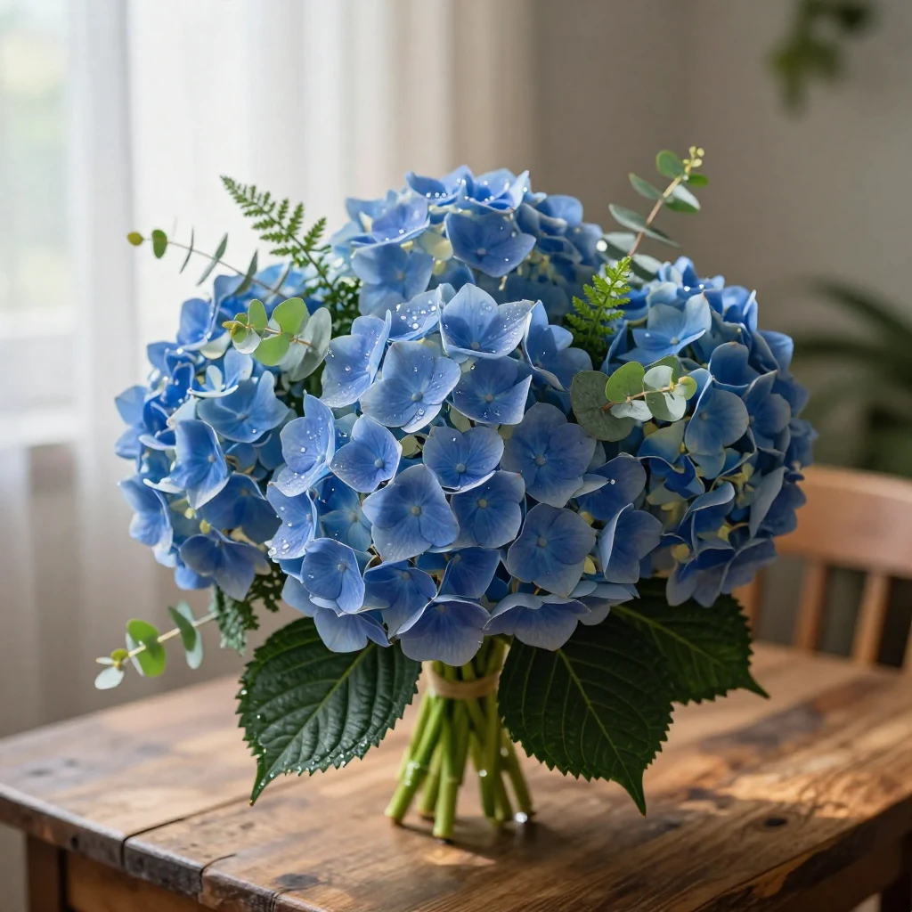 9. Blue Hydrangea Arrangement