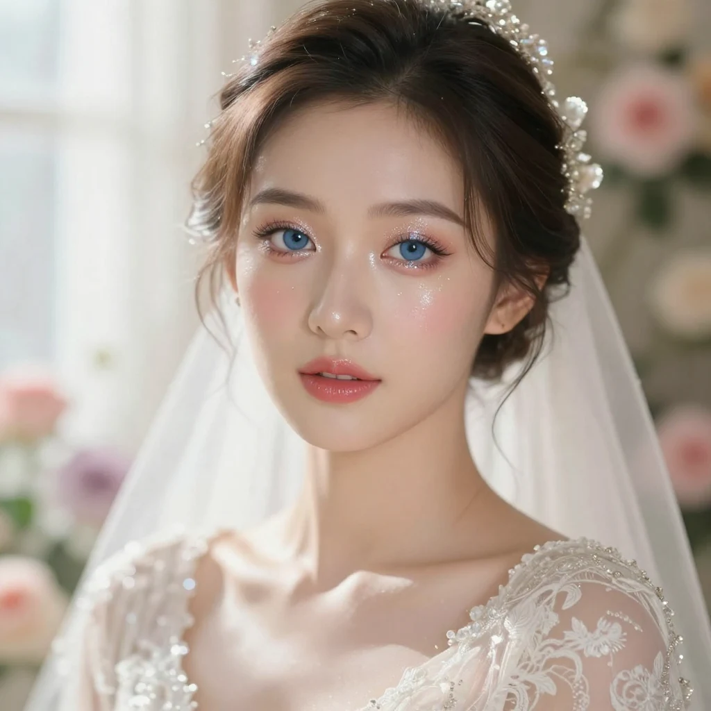 9. Dewy Bridal Makeup with a Hint of Glitter