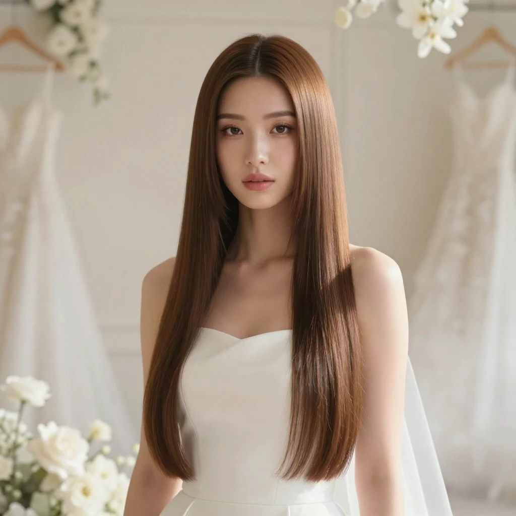 9. Sleek Straight with Center Part