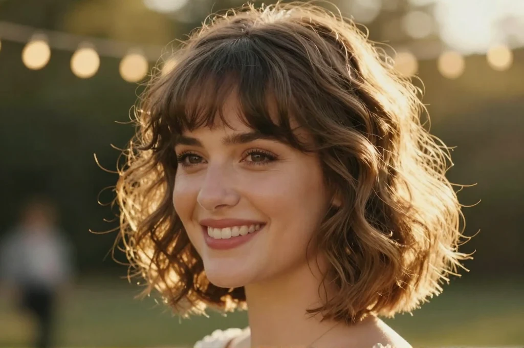 13. Wavy Bob with Bangs