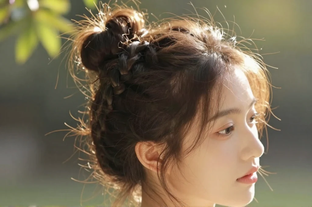 2. Messy Bun with Braided Elements