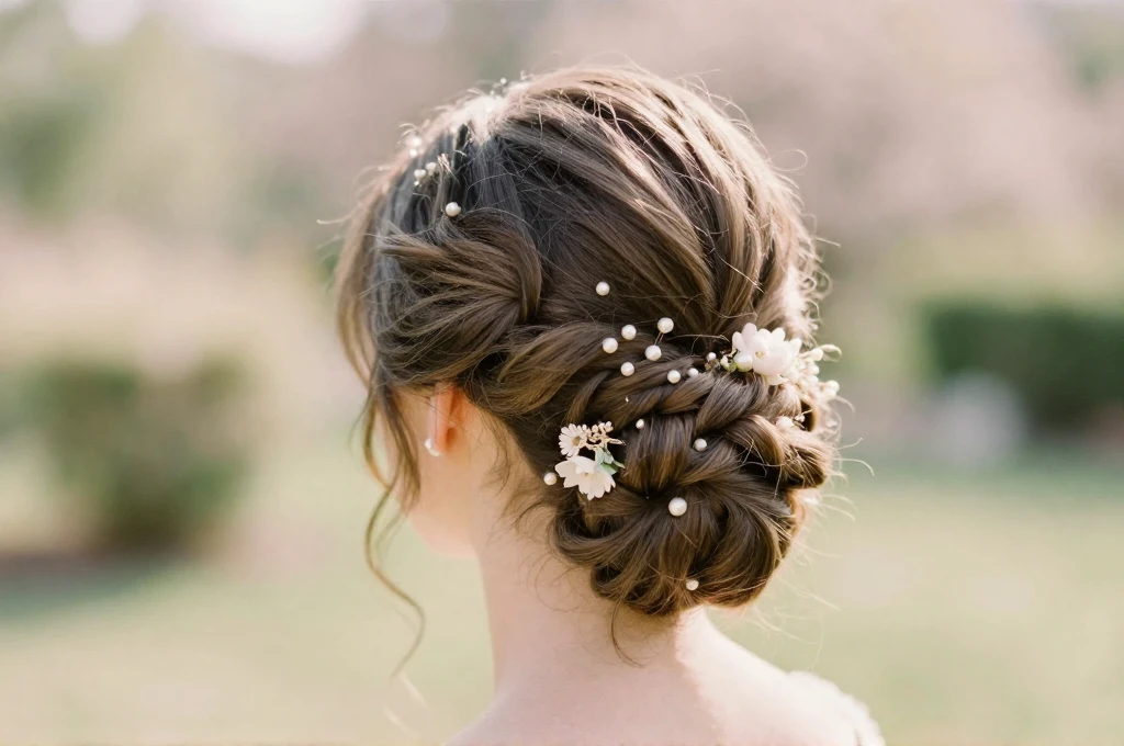 20. Twisted Hair Updo with Accessories